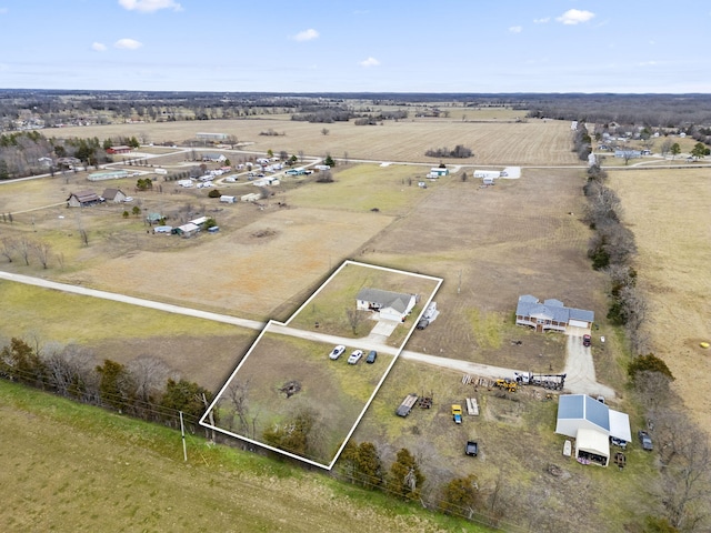 bird's eye view with a rural view