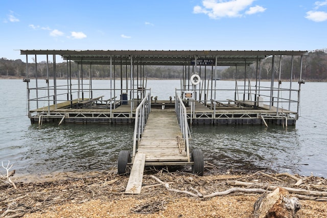 view of dock featuring a water view