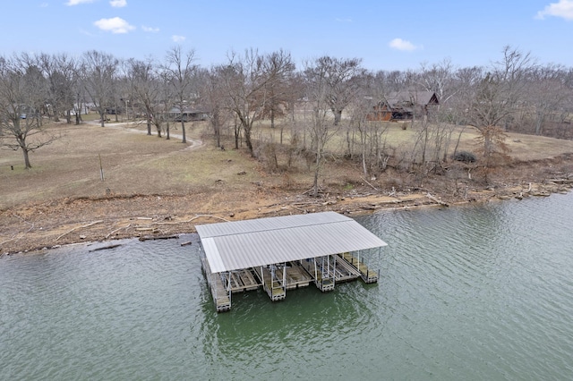 dock area featuring a water view