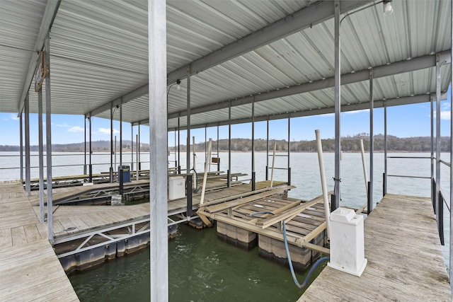 view of dock featuring a water view