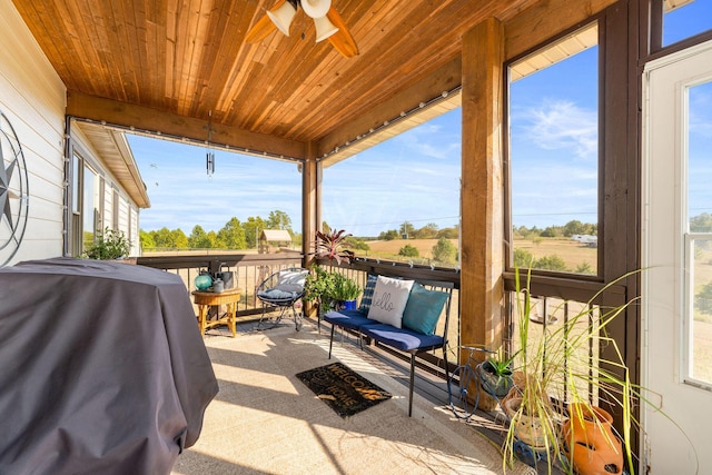 view of patio / terrace featuring a grill and ceiling fan