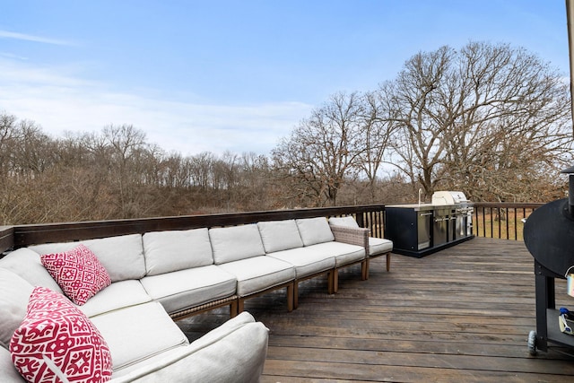 deck featuring an outdoor hangout area