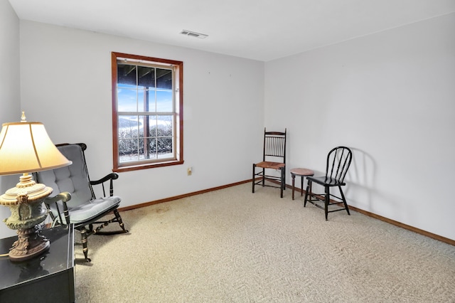 sitting room featuring carpet