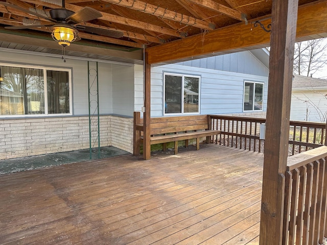 deck featuring ceiling fan