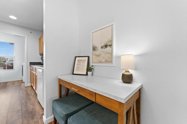 interior space with hardwood / wood-style flooring