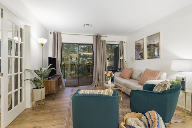 living room featuring light hardwood / wood-style flooring