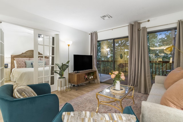 living room featuring light hardwood / wood-style flooring