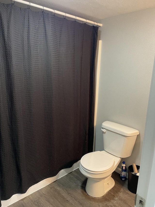 bathroom with hardwood / wood-style flooring and toilet