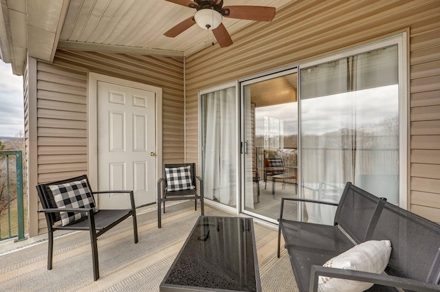 view of patio / terrace featuring ceiling fan