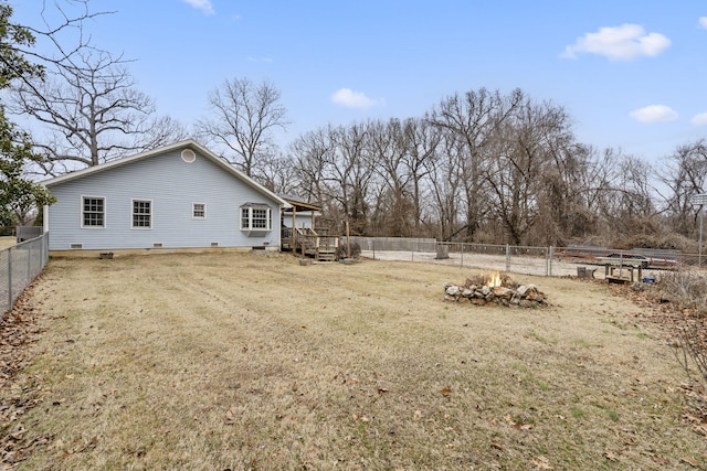 view of yard with a wooden deck