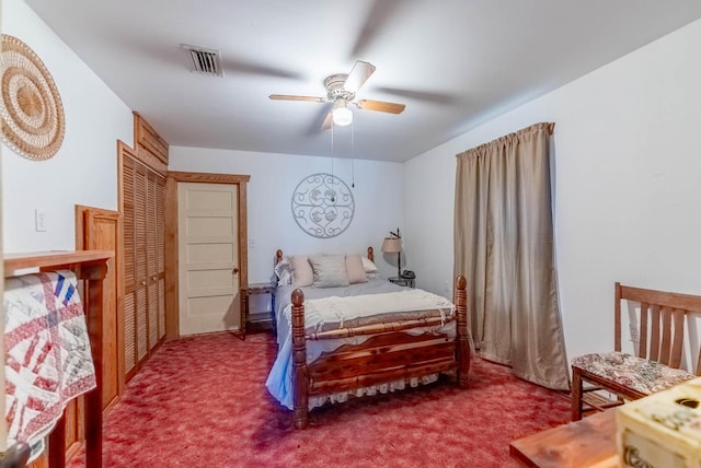 bedroom with carpet and ceiling fan