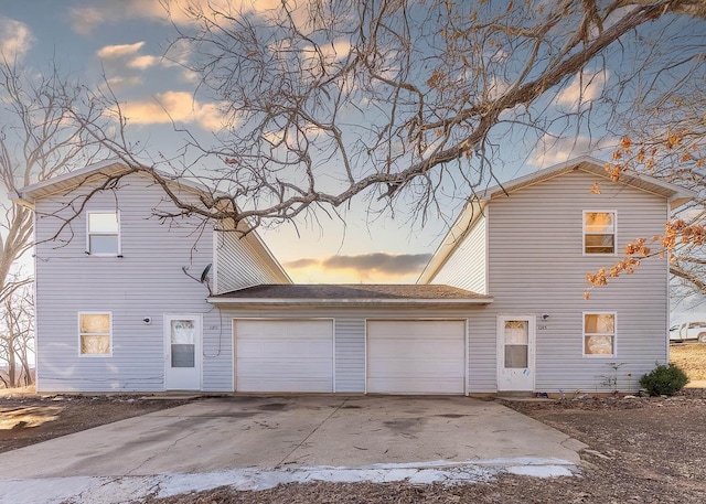 view of front property with a garage