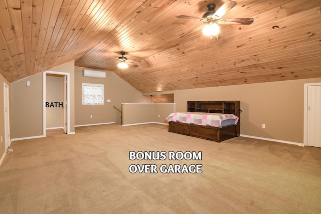 unfurnished bedroom with wood ceiling and carpet