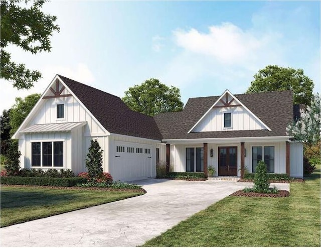 view of front facade featuring a garage and a front yard