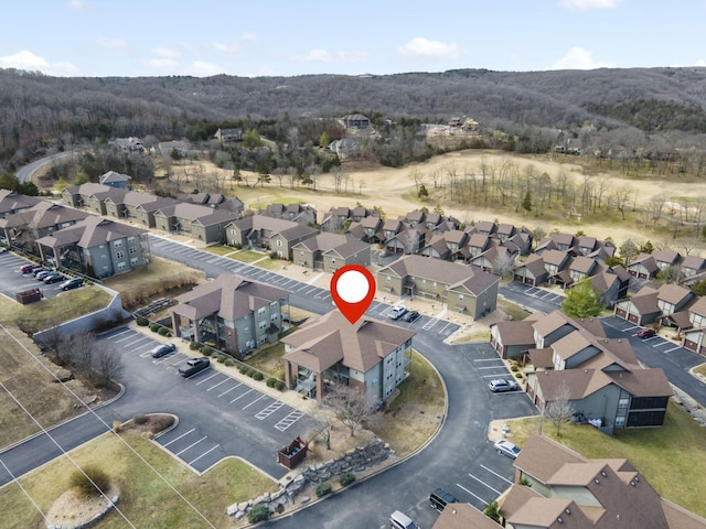 aerial view with a residential view and a forest view