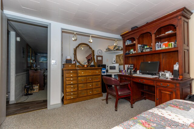 view of carpeted home office