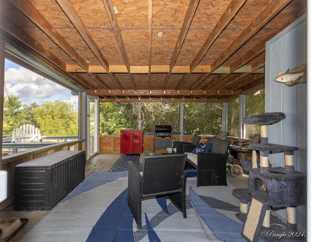 view of patio with a grill and an outdoor hangout area