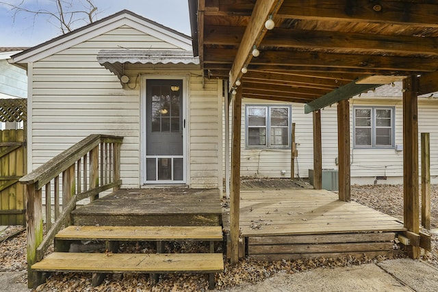 doorway to property with a deck