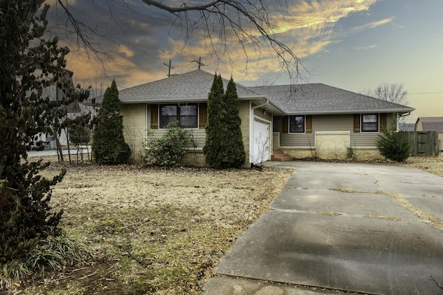 view of front facade with a garage