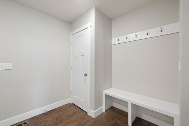 mudroom with dark wood-type flooring