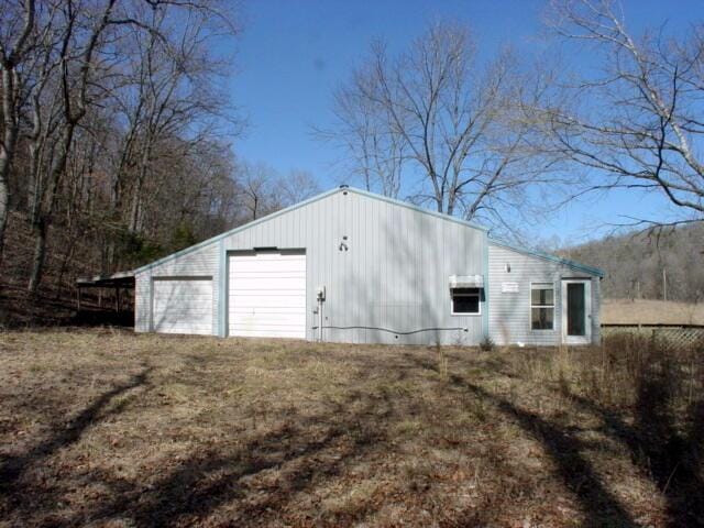 view of detached garage