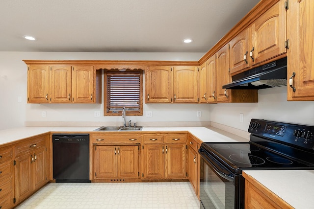 kitchen with sink and black appliances