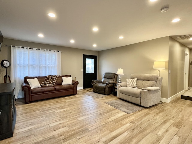 living room featuring light hardwood / wood-style flooring