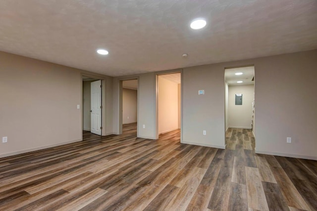 interior space with dark wood-type flooring