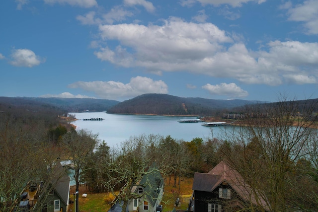 view of water feature with a mountain view