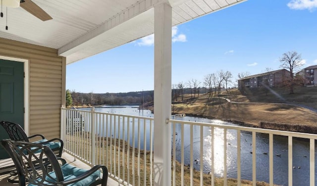 31 Golfshores Dr Unit 19, Branson, MO 65616 - balcony featuring a water view and ceiling fan