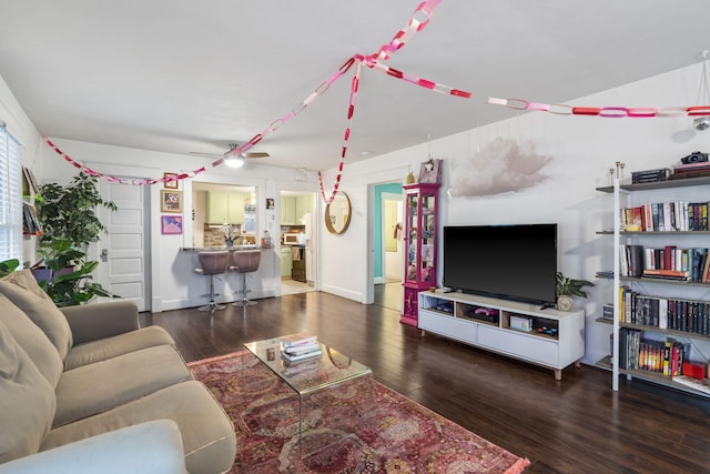 living room featuring dark hardwood / wood-style floors