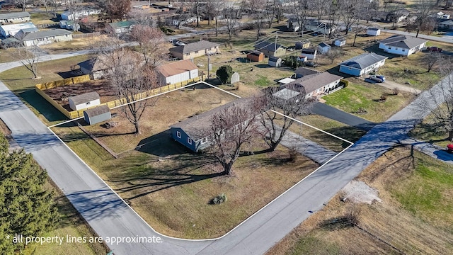 bird's eye view featuring a residential view