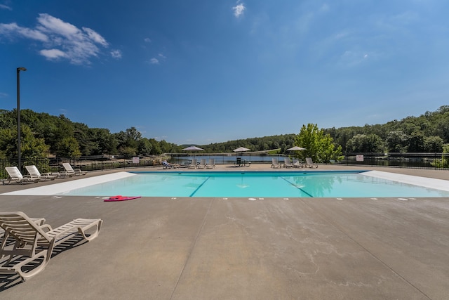 view of pool featuring a patio