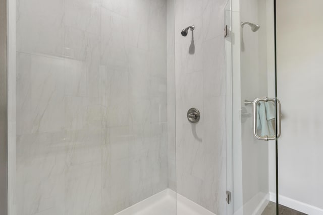 bathroom with a stall shower