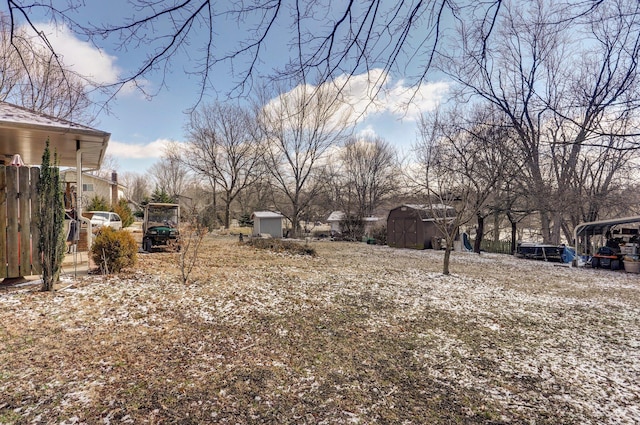 view of yard with a shed