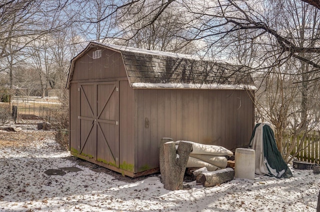 view of snow covered structure