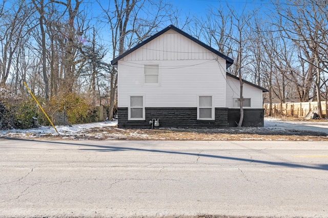 view of snow covered property