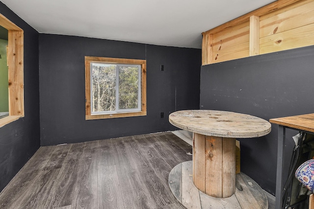 bathroom with hardwood / wood-style floors