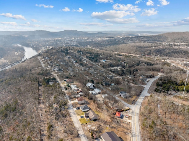 birds eye view of property featuring a mountain view