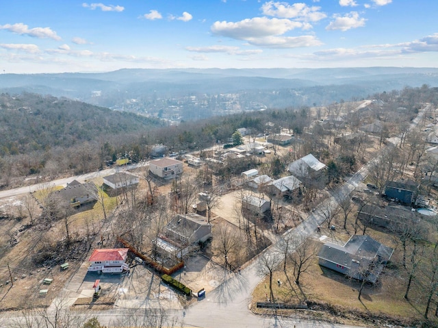birds eye view of property with a mountain view