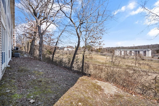 view of yard featuring central air condition unit