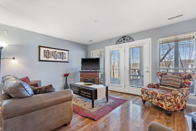 living room featuring wood-type flooring