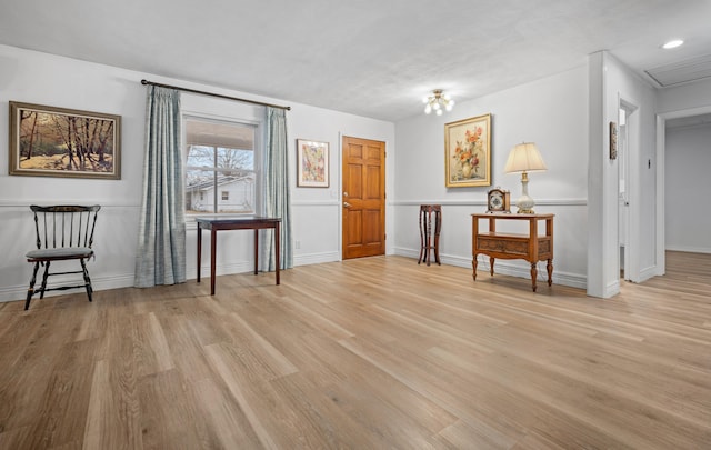 living area featuring light hardwood / wood-style floors