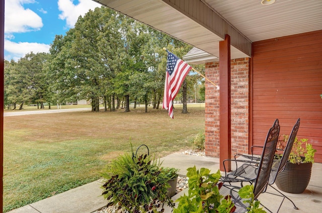 view of patio featuring a porch