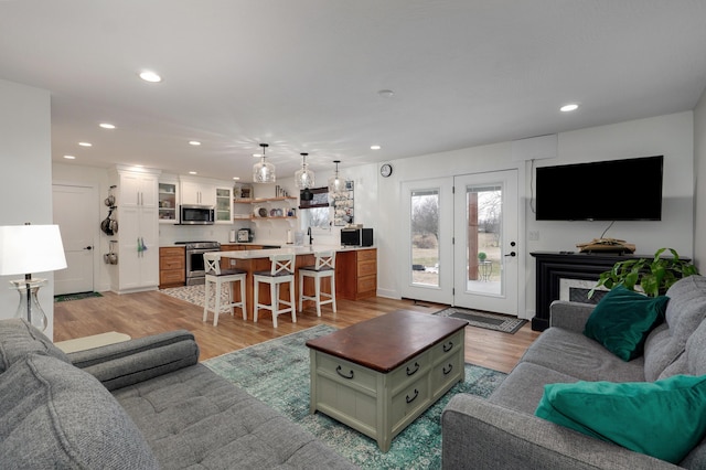 living room featuring light hardwood / wood-style flooring