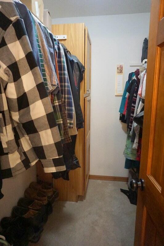 walk in closet featuring light carpet