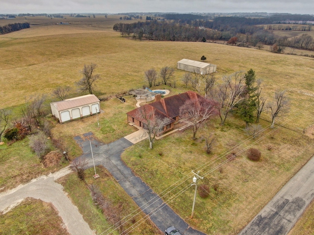 aerial view featuring a rural view