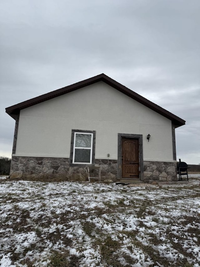 view of snow covered exterior