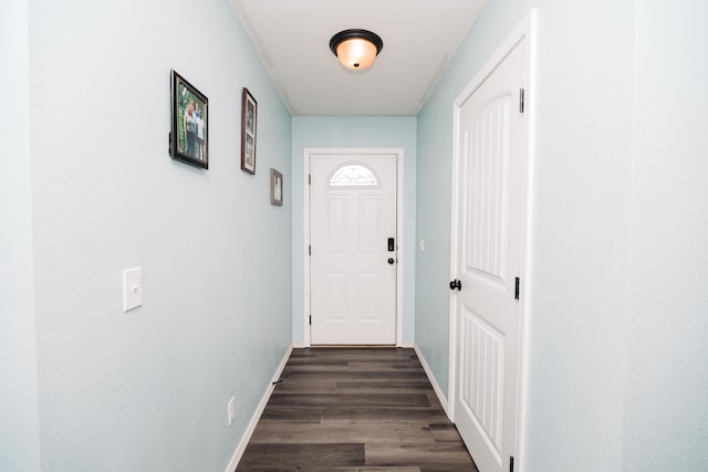 doorway to outside with dark hardwood / wood-style flooring