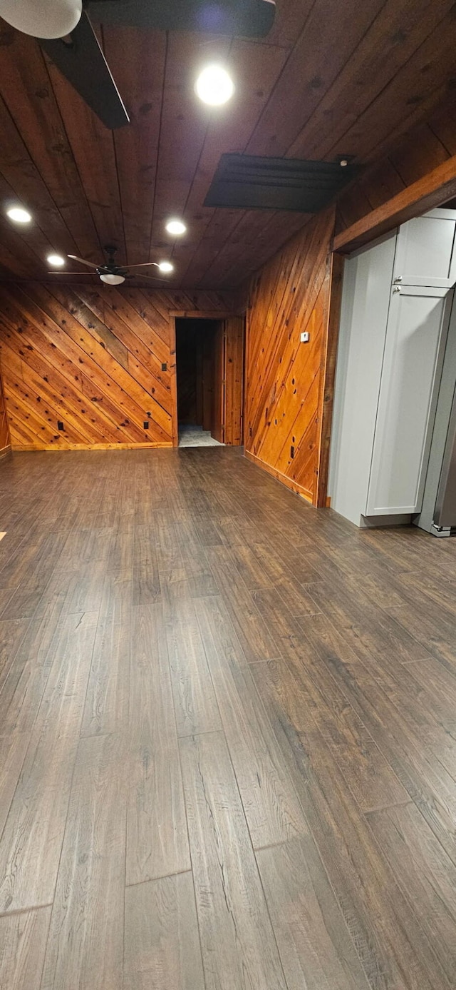 11498 Weatherman Dr, Mountain Grove, MO 65711 - below grade area featuring hardwood / wood-style flooring, wood walls, wooden ceiling, and recessed lighting